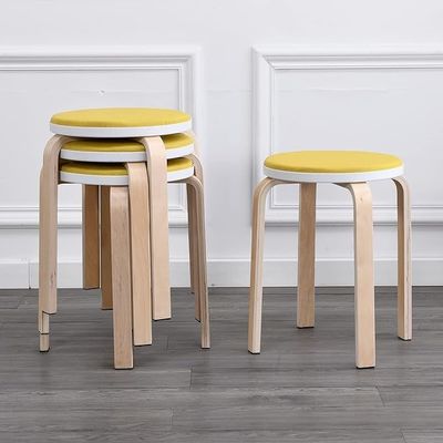 Modernes Design Holzstuhl für die Küche Essen 4 Fuß Staubdichtes rundes Hockerstand