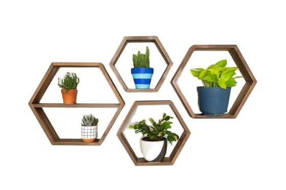 Wooden Hexagon Shelves Die perfekte Mischung aus Funktion und Stil für Ihre Küche