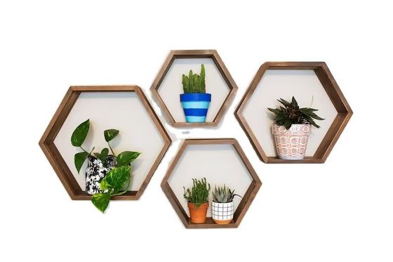 Wooden Hexagon Shelves Die perfekte Mischung aus Funktion und Stil für Ihre Küche