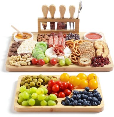 Bambuskäsebrett und Messer für Küchenschneiden