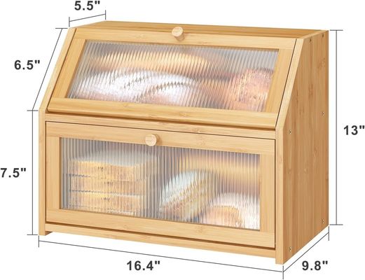 Acryl-Wellen Tür Brot-Speicherbox Doppelschicht Bambus Holz Design für Küchen-Schalter