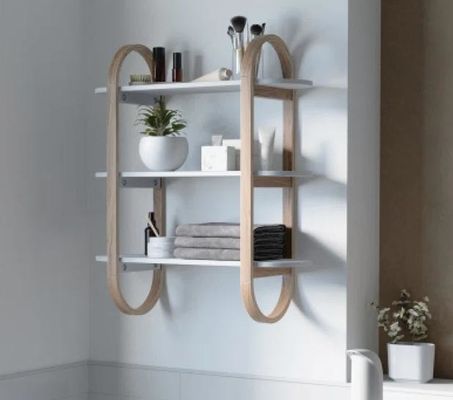 Weiß-natürliche schwimmende hängende Regale für Wanddekoration im Esszimmer