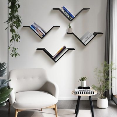 Rechteckige Wand montierte Schreibtisch Bücherregal Set von 2 Sumgar Bücherregale an den Wänden für das Schlafzimmer