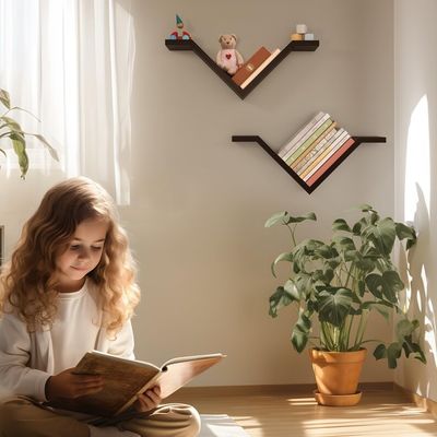 Rechteckige Wand montierte Schreibtisch Bücherregal Set von 2 Sumgar Bücherregale an den Wänden für das Schlafzimmer