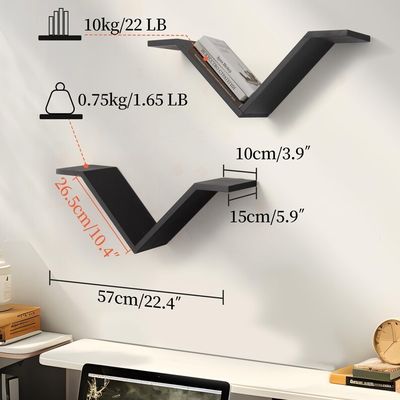 Rechteckige Wand montierte Schreibtisch Bücherregal Set von 2 Sumgar Bücherregale an den Wänden für das Schlafzimmer