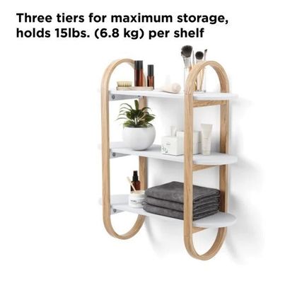 Weiß-natürliche schwimmende hängende Regale für Wanddekoration im Esszimmer