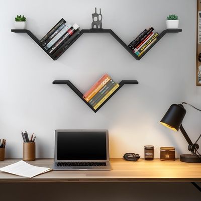 Rechteckige Wand montierte Schreibtisch Bücherregal Set von 2 Sumgar Bücherregale an den Wänden für das Schlafzimmer