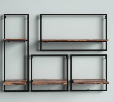 Anpassungsservice Kiefer Holz Farbe Schwebende hängende Wand Eisenregale für Schlafzimmer Anzeige