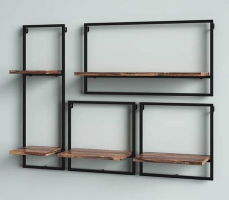 Anpassungsservice Kiefer Holz Farbe Schwebende hängende Wand Eisenregale für Schlafzimmer Anzeige