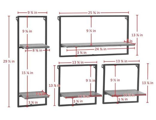 Anpassungsservice Kiefer Holz Farbe Schwebende hängende Wand Eisenregale für Schlafzimmer Anzeige