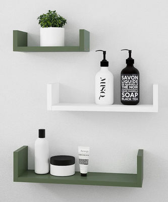 Weiße und grüne Wandlager U-förmige schwimmende Regale für Mikrowellen