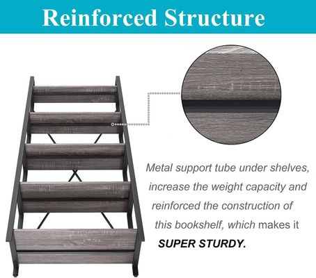 5-Stufen Kiefer Holz Farbe Metallleiter Bücherregal Moderne Anpassung Antike Holzbuchregale