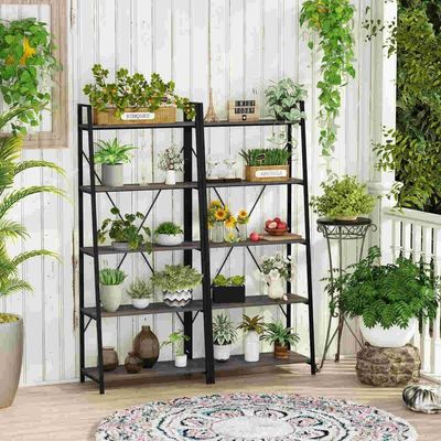 5-Stufen Kiefer Holz Farbe Metallleiter Bücherregal Moderne Anpassung Antike Holzbuchregale