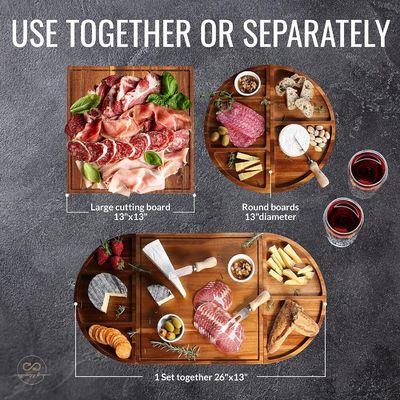 All-Season Holz runden Käsebrett Set einzigartige Holz Schokolade Bretter Extra großer Käse Tray