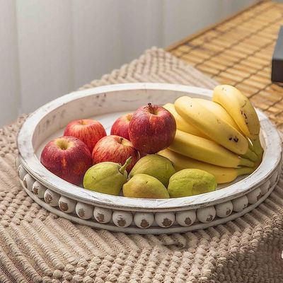 Holzdekorationsschachtel mit Perlen, weiß getüncht, kostenloser Probe angeboten