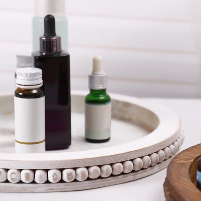 Holzdekorationsschachtel mit Perlen, weiß getüncht, kostenloser Probe angeboten