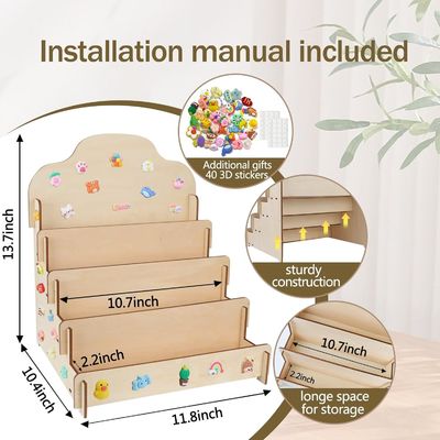 Maßgeschneiderte Größe Massivholz 4-Schicht-Display-Stand für Grußkarten Aufkleber und Postkarten