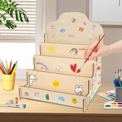 Maßgeschneiderte Größe Massivholz 4-Schicht-Display-Stand für Grußkarten Aufkleber und Postkarten