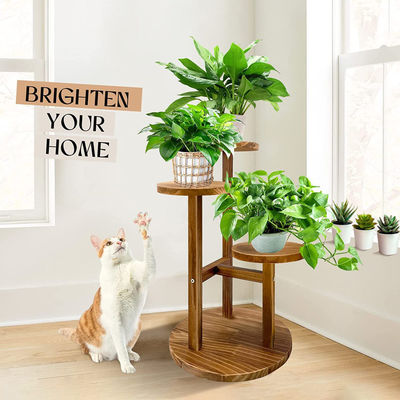 Customized Logo Holzpflanzenstand für Indoor Kiefernholz Gartenpflanze und Stufenstand