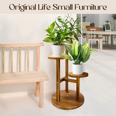 Customized Logo Holzpflanzenstand für Indoor Kiefernholz Gartenpflanze und Stufenstand