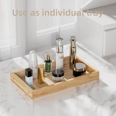 Nicht faltbarer Make-up-Parfüm-Organisator mit Holzteller und Acryl-Kosmetikregal