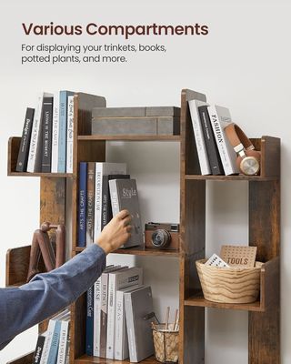 Massivholzbaumförmiger Bücherregal mit 13 Regalen 9,8D x 33,9W x 55,1H Zoll