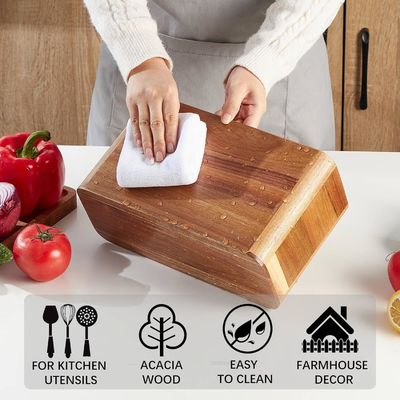 Schreibtisch Großes Akazienholzgerät Halter für Küchendruck Handhabung Lasergravierungen