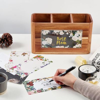 Schreibtisch Großes Akazienholzgerät Halter für Küchendruck Handhabung Lasergravierungen