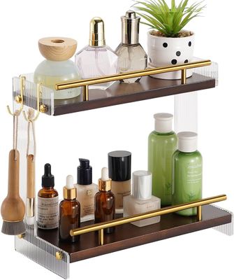Holz-Badezimmer Vanity Countertop Organisator für Kosmetik und Hautpflege 2 Stufe Kommode