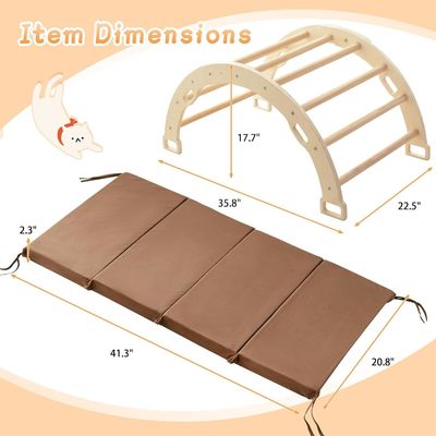 Montessori Holzbogen Kletterer Kinder Klettern Spielzeug mit Kissen