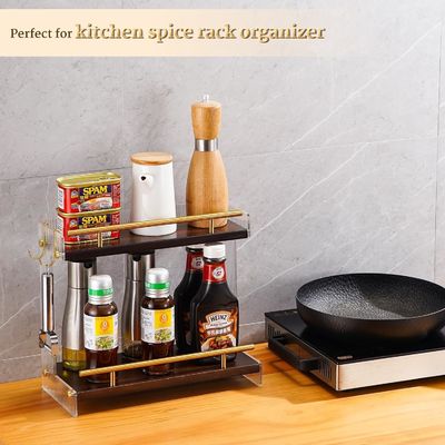 Holz-Badezimmer Vanity Countertop Organisator für Kosmetik und Hautpflege 2 Stufe Kommode