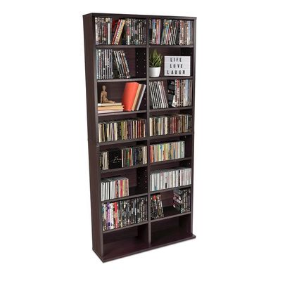 12 verstellbare Regale und 4 feste Regale Medienkast in Kiefernholzfarbe