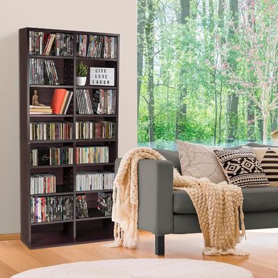 12 verstellbare Regale und 4 feste Regale Medienkast in Kiefernholzfarbe