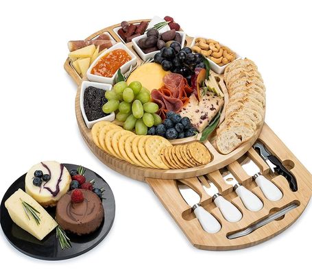 Rechteckiger Bambus Käse Teller und Messer Set für kommerzielle Käufer Geschenkgeschäfte