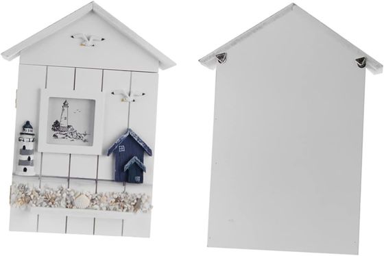 Holz-Stil-PANEL Mittelmeer-Stil-Haus-Form Schlüssel Schmuckhalter für Eingangswand