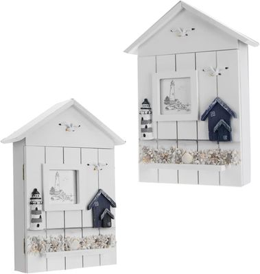 Holz-Stil-PANEL Mittelmeer-Stil-Haus-Form Schlüssel Schmuckhalter für Eingangswand