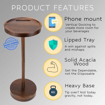 Spezifischer Couchtisch Modernes Holztrinktisch mit Telefonmontage und kleiner runder Größe