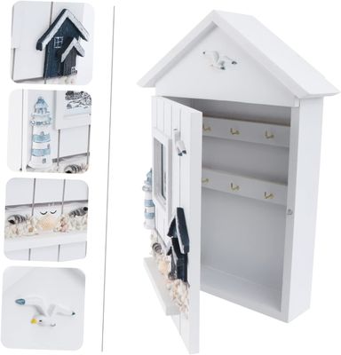 Holz-Stil-PANEL Mittelmeer-Stil-Haus-Form Schlüssel Schmuckhalter für Eingangswand