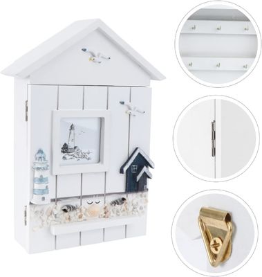 Holz-Stil-PANEL Mittelmeer-Stil-Haus-Form Schlüssel Schmuckhalter für Eingangswand