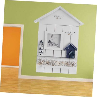 Holz-Stil-PANEL Mittelmeer-Stil-Haus-Form Schlüssel Schmuckhalter für Eingangswand