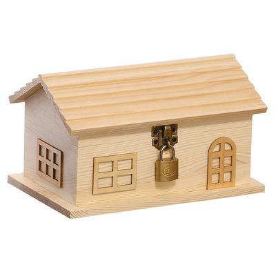 2022 Kinder DIY Süßes Holz Weiß Holz Münze Bank Geldkästen Lagerung Holz Geschenk Custom