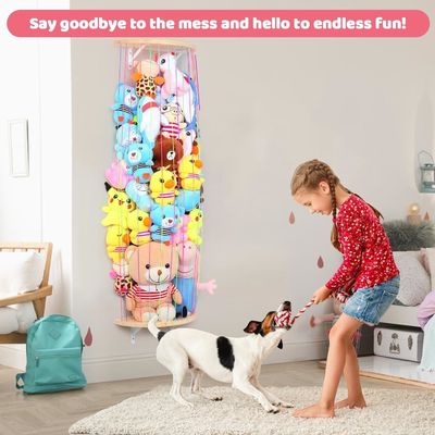 Holz Halbkreis Design Wand hängende Plush-Spielzeug-Organisator für gefüllte Tierlager
