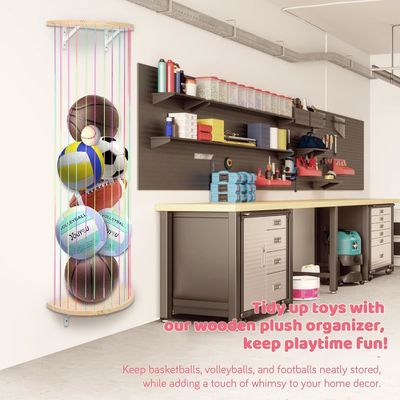 Holz Halbkreis Design Wand hängende Plush-Spielzeug-Organisator für gefüllte Tierlager