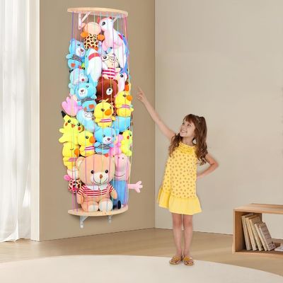 Holz Halbkreis Design Wand hängende Plush-Spielzeug-Organisator für gefüllte Tierlager