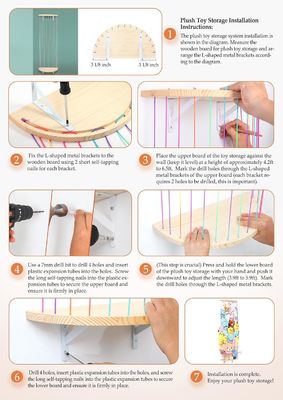 Holz Halbkreis Design Wand hängende Plush-Spielzeug-Organisator für gefüllte Tierlager