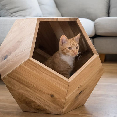 Behälter für den Haushalt Katzenbett Höhle im modernen Design mit Massivholz und Seitentisch