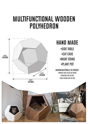 Behälter für den Haushalt Katzenbett Höhle im modernen Design mit Massivholz und Seitentisch