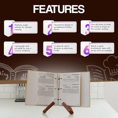 Bequemer Buchhalter für die Küche Verstellbarer Akazien-Kochbuch-Stand