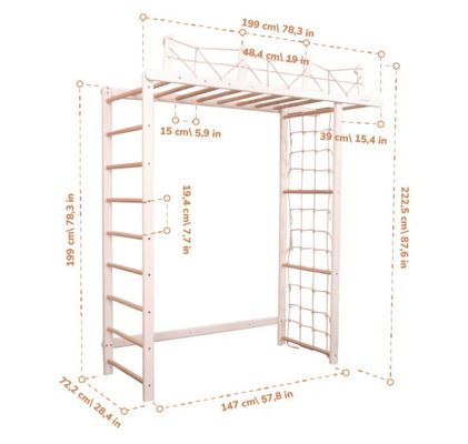 Anpassbares Kinder-Dschungel-Gym mit optionalen Seilzubehör und Kindergarten-Mobil
