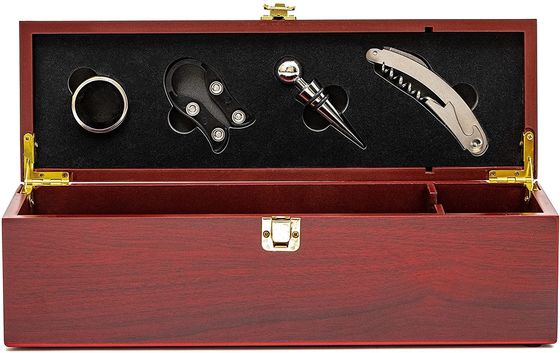 Holztyp MDF Luxus Rotweinfarbe Backen Holz Geschenkbox mit Griff und Acryldeckel